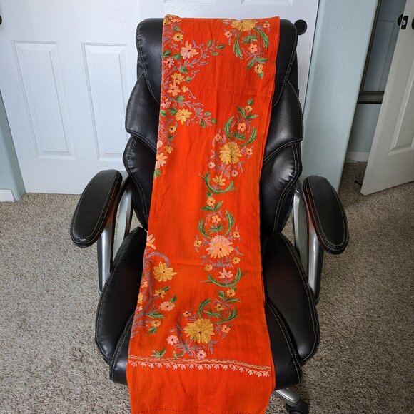Wool Scarf Handmade Crewel Embroidery Wrap Kashmiri Pashmina Shawl Wrap - Picture 2 of 6
